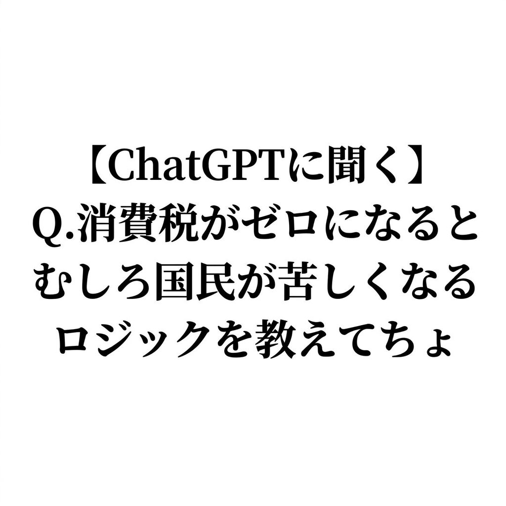 【ChatGPTに聞く】Q.消費税がゼロになるとむしろ国民が苦しくなるロジックを教えてちょ